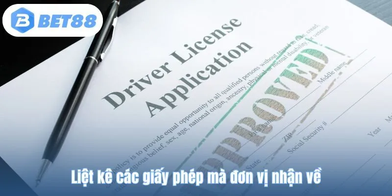 Liệt kê các giấy phép mà đơn vị nhận về